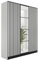 KIER FURNITURE Kleiderschrank mit Spiegel - Schrank Schlafzimmer - Garderobenschrank Flur Diele - Ausziehbare Kleiderstange - Eden v3 - BxHxT 156,4x205x39cm - 3 Türen - Weiß