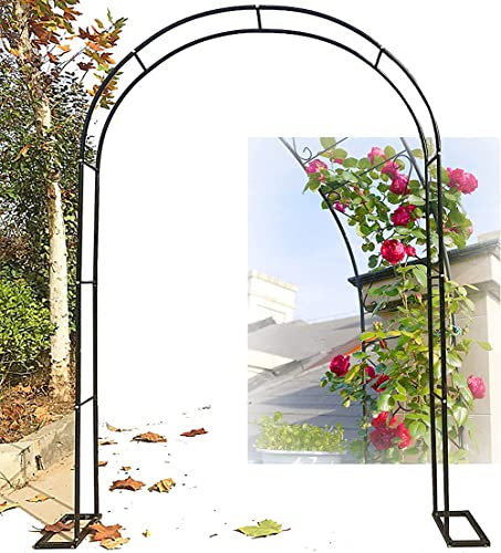 Arche de jardin en métal pour plantes grimpantes, solide, imperméable et facile à installer, arche de rose multifonctionnelle pour jardin, noir, 2,4 m x 2,2 m