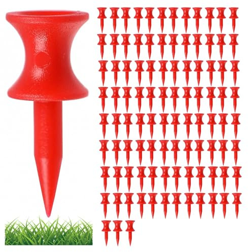hzfengsheng ﻿100PCS Red Golf Tees Plastic 30MM Small Castle Tees Golf Accessories Winter Golf Tees for Driving Range, Bright Colour & Durable