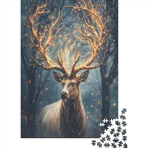 Hirsch 1000 Stück Puzzles Für Erwachsene Teenager Stress Abbauen Familien-Puzzlespiel Mit Poster in 1000-teiliges Puzzle Kinder Lernspiel Spielzeug Geschenk Puzzel 1000pcs (75x50cm)