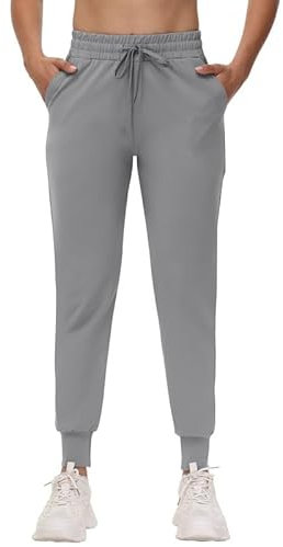 CAMPSNAIL Jogginghose Damen Sporthose Lang Freizeithose Weich Bequeme Trainingshose mit Elastischen Bund Sweatpants Leggings für Yoga Fitness (Hellgrau S)