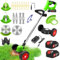 Débroussailleuse Electrique sans Fil 21V 2.0Ah Coupe Bordure avec 2 Batterie et Chargeur de Coupe Bordure avec et Roues Amovibles,Légères et à Faible Bruit,pour Jardin, Pelouse, Ferme
