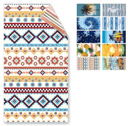 Asbtos Strandtuch Groß, 180 x 100 cm Doppelseitig Strandhandtuch, Schnell Trocknendes, Weiches, Leichtes, Pflegeleicht, Sandfreies Microfaser Handtücher für Reise Urlaub Schwimmen Camping, mit Tasche