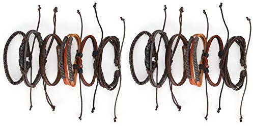 Riuulity Geflochtenes Armband aus Mehrschichtigem Leder, 2 Sets, Stilvolle Gewebte Armreifen, Vielseitiger Unisex-Schmuck