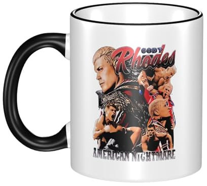 UYETSGDFG Cody Wrestler Rhodes Tassen, kantige Keramiktasse, 330 ml, American Nightmare Wrestling-Design, Geschenk für WWE- und AEW-Fans, langlebige Kaffeetasse für Männer, Frauen und Fans