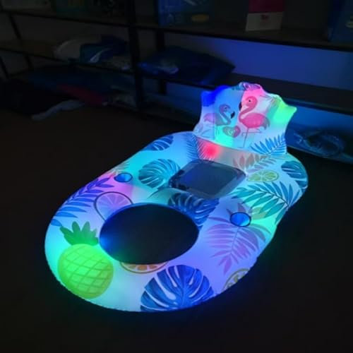 fisca Wasser Pool Luftmatratze, Sommer Aufblasbarer Sonnenpool Spielzeug mit Kopfstütze Getränkehaltern und Licht, Tanning Bed mit Mehreren Farbmodifür für Sommer Pool Sommerparty