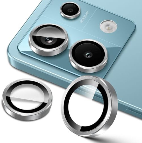 Lutree per Xiaomi Redmi Note 13 Pro 5G Pellicola Protettiva Fotocamera, Durezza 9H Lenti Individuali Protezione Schermo, Anello in Metallo + Vetro Temperato, HD Anti-Graffio - Argento
