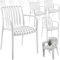 tectake® Gartenstühle stapelbar, Gartenmöbel Set, Balkon Möbel, Bistro Set, Sessel, Outdoor Möbel, Balkonmöbel, Terrassenmöbel - Creme, 4er Set