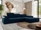 MKS MEBLE Ecksofa mit relaxfunktion elektrisch, Sofa L-Form - Rilasso - Dunkelblau Velvet Rechts
