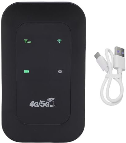 Hotspot WiFi Mobile, Router WiFi Portatile 4G 5G LTE 300 Mbps con Slot della Scheda SIM, Supporto 10 Dispositivi, per Campeggiatori, e Viaggi Neri