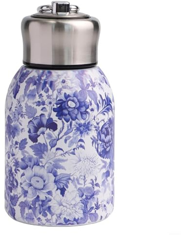 Donkivvy 300ml Stainless Steel Insulated Water Bottle, Double Wall Vacuum Small Flask, Keep Drinks Hot Cold, Hot Cold 24h, Portable Drinks Bottle(E)