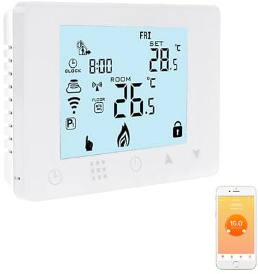 aixi-SHS WiFi Thermostat Programmable Boiler Gas Alexa Compatible, Tuya APP Intelligent Control Heating & Cooling