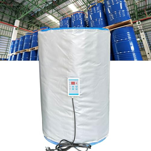 RoyceBee Fassheizung mit Thermostat 0-120°C, 2000W Heizmatte für IBC-Container & 200L Fässer - Abnehmbare Isolierhülle aus Silikongewebe für präzise Warmhaltefunktion Gray