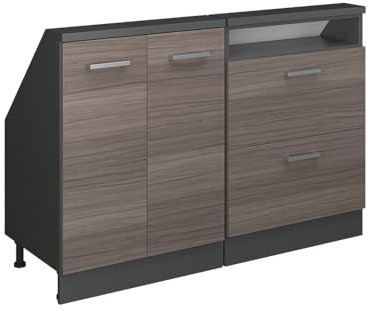 Vicco Dachschrägenschrank-Set Rion, Edelgrau/Anthrazit