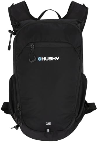 Husky Peten Fahrradrucksack Regenhülle Business Outdoor Leicht Schwarz 15 L | Organizer, Regenhülle, wasserabweisend, Ripstop, ergonomischer Rücken, Hüftgurt, für Arbeit, Uni, Alltag, Pendeln und Reisen.