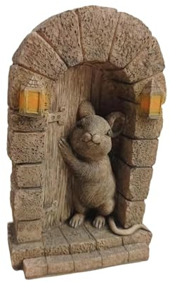 ZHGFXIN Künstlerische Maus Türstatue Vielseitige Haus Und Gartendekoration Mit Stein Finish Design Miniatur Maus Türornament