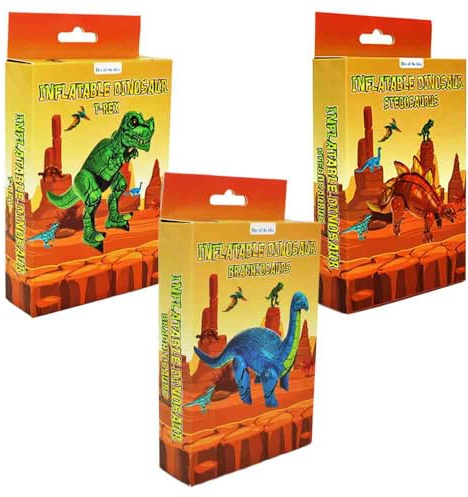 BEMIRO Out of the Blue Aufblasbare Dinosaurier Figuren, 3er Set, ca. 60 cm, T-Rex, Stegosaurus und Brachiosaurus, ab 3 Jahren
