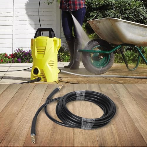 Pressure washer hose for Karcher compatible models, quick connect feature allows easy installation and removal without compromising durability (15m) Practical and attractive
