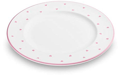 GMUNDNER KERAMIK Dessertteller Gourmet Durchmesser : 22 cm Herzerl Rosa Geschirr, handgemacht in Österreich