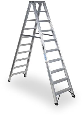 KTL Escalera Industrial de Aluminio Tijera Doble Acceso 2 x 10 peldaños sin asa Serie New Comfort