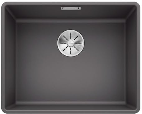 BLANCO SUBLINE 500-F | Granitspüle aus SILGRANIT felsgrau | Einbauart: Flächenbündig | für 60 cm breite Unterschränke | Großes Beckenvolumen für optimale Nutzung | Reinigungsfreundliche Öberfläche