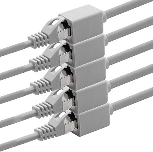 1aTTack.de 618234 CAT7 Cat.7 extension adapter - 0.5m - Ethernet cable Lankabel network cable 10 Gb/s raw cable with (RJ45) Cat6a plug socket 5 pieces - gray