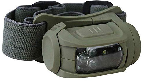 Linterna frontal LED táctica militar militar con filtro rojo, correa elástica verde oliva