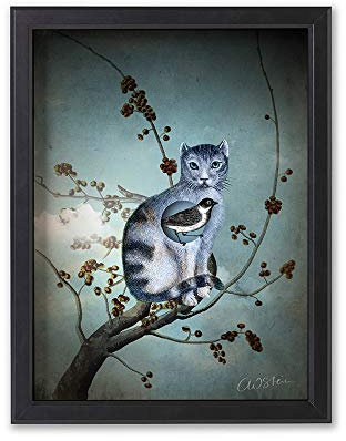 Cathrin Welz-Stein Hochwertiger Kunstdruck Poster Print – Blue Cat - Künstlerin A4 - 210mm x 297mm Badezimmer Deko Bilder Wohnzimmer Poster & Kunstdrucke | Lieferung ohne Rahmen