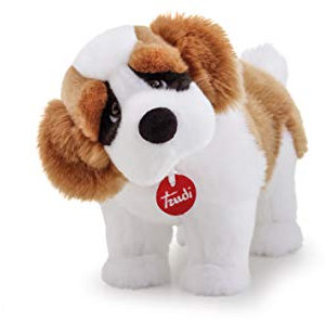 Trudi 22326 Klassik Plüschhund Bernhardiner Bob ca. 39 cm lang, Größe M, hochwertiges Stofftier mit weichen Materialien und realistischen Details, waschbar, Kuscheltier für Kinder, Weiß/Braun
