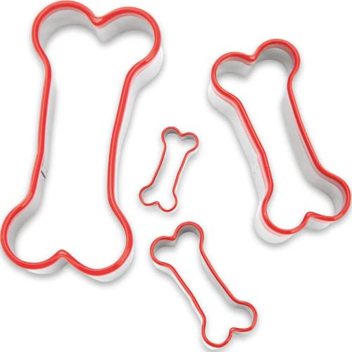 Set di 4 formine per biscotti a forma di osso di cane.
