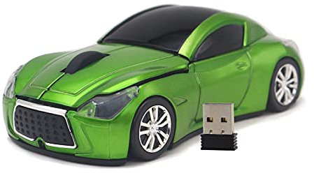 DAY DAY HAPPY Sportwagen Maus Computer drahtlose Maus 2,4 GHz optische Mäuse mit LED-Licht für PC Laptop (Green)