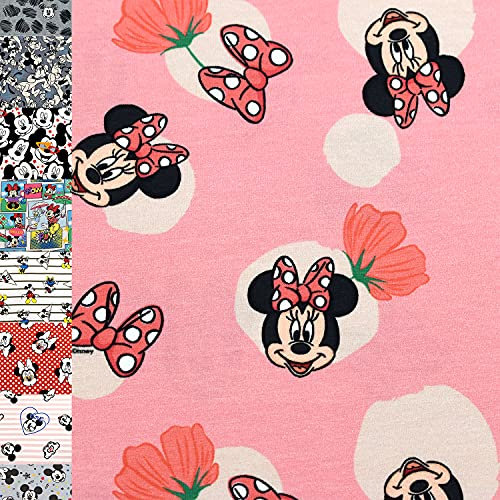 MAGAM-Stoffe Mickey Mouse Jersey Kinder Stoff Oeko-Tex Meterware 50cm (Weiße Punkte auf rosa)