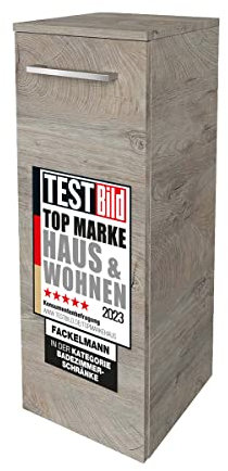 FACKELMANN Midischrank B.Style/Badschrank mit gedämpften Scharnieren/Maße (B x H x T): ca. 30,2 x 82,6 x 32 cm/hochwertiger Schrank fürs Bad/Türanschlag Links/Korpus & Front: Grau