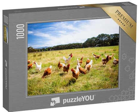 puzzleYOU: Puzzle 1000 Teile „Eine Hühnerherde läuft frei, Australien“ – aus der Puzzle-Kollektion Hühner & Küken