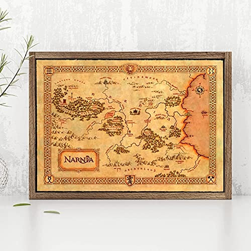 Narnia Karte Poster Chroniken von Narnia Drucke Vintage Stil Fantasy Karten Kunstbild Leinwand Malerei Home Room Decor Wanddekor (Size (Inch) : 60x90cm no frame)