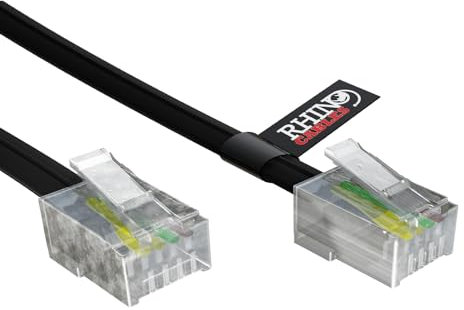 rhinocables ADSL RJ11 Lead High-Speed Internet Cable for BT, Internet, Broadband, Modem, Router and Landline Telephone Wire (10m, Black)