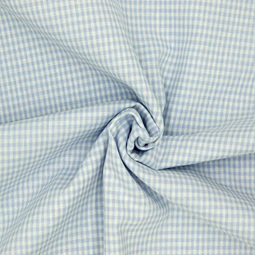 Vichy Karo Hellblau 2mm 100% Baumwollstoff Meterware Webware, ab 0,5 Meter