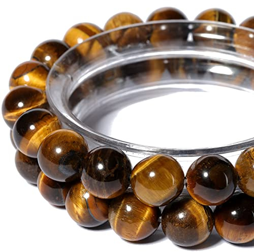 8MM Naturstein-Perlen, Rund, Lose Perlen, Edelstein für die Schmuckherstellung Mit Kristall-Stretch-Schnur (Gelbes Tigerauge, 45 Stück)