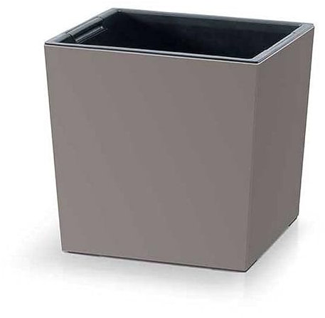 Prosperplast 2in1 Blumentopf mit Innenkübel Übertopf Pflanzentopf Kräutertopf Pflanzkübel Kunststoff Quadratisch 29,5 cm x 29,5 cm x 29 cm (Mocca)