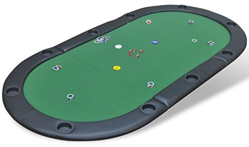 Yumeng Faltbare Poker-Tischauflage für 10 Spieler, Poker Table, Spieltisch, Blackjack, Poker Tisch, Roulette Tisch, Deko Casino Poker, Grün
