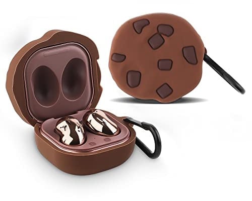 XMBYGY Silicone Earbuds Case Cover with Keychain Designed for Samsung Galaxy Buds2 Pro (2022), Galaxy Buds 2 (2021), Galaxy Buds Pro (2021), Galaxy Buds Live (2020) (Cookie)