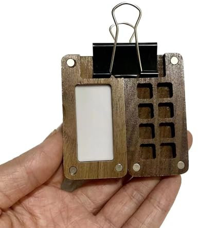 8 Grids Sketchbook Wooden Mini Palette Magnetic Travel Paint Palette Box for Watercolor Painting, Acrylic Painting Paint Saver with Lid and Mixing Tray-with 1 Black Clip