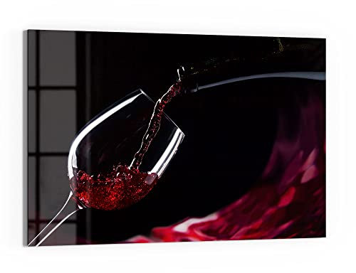 DEQORI Glasbild Echtglas | Motiv Rotwein ins Glas gegossen | horizontal einteilig 90x60 cm | schöne Dekoration | Wandbild für Wohnzimmer, Schlafzimmer, Flur & Küche | moderne Wanddeko