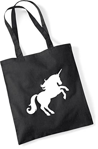 Huuraa Jutebeutel Einhorn Silhouette Geschenk 10 Liter Black Baumwolle Einhorn Präsent