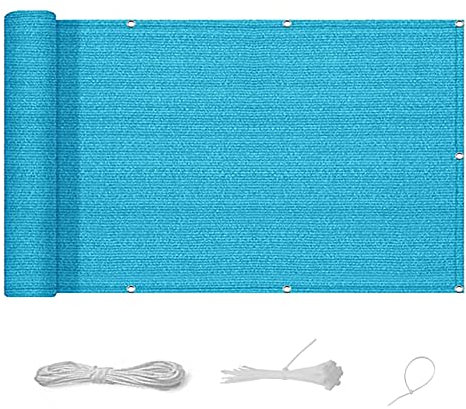 Balkonverkleidung 135 x 250 cm UV- und Wetterbeständig Sichtschutz für Balkon Terrasse mit Ösen und Kabelbinder für Gartenzaun Balkonzaun, Himmelblau