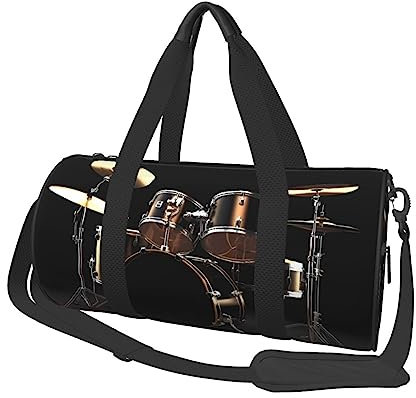 Runde Turnbeutel, große Kapazität Reise Duffle Bag, Durable Cool Drum Set Runde Reise Sport Taschen, Schwarz , Einheitsgröße