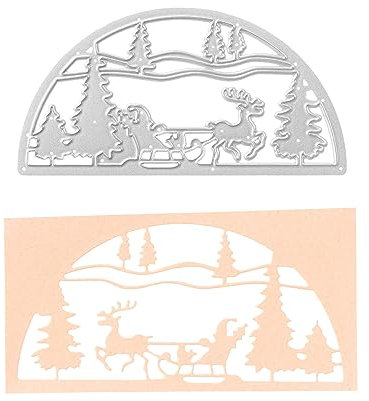 Stanzenshop Stanzschablone Schlitten im Halbkreis, Winter, Weihnachten, Santa Claus, Renntier, Stanzformen, Schablonen, Scrapbooking, Kartenherstellung