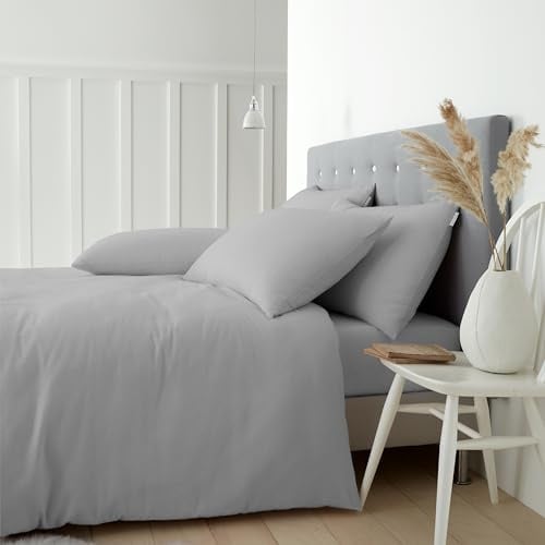 Catherine Lansfield Bettwäsche-Set mit Kissenbezügen, gebürstete Baumwolle, Kingsize-Bett, Grau