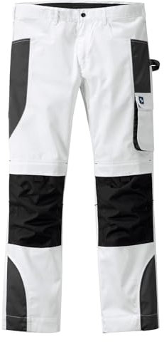 Scheibler Arbeitshosen Männer Reflektierende Cargohose Herren Bequeme Schnittschutzhose Outdoor Hose mit Multifunktionalen Taschen Weiß/Anthrazit 48