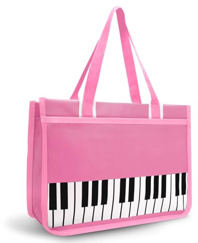BestSounds Piano Bag, Zipper Waterproof Music Book Tote Bag Piano Accessories for Women, Gifts for Musicians (Pink)